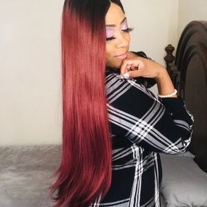 🍷 Super Long Wine Red Wig 🍷